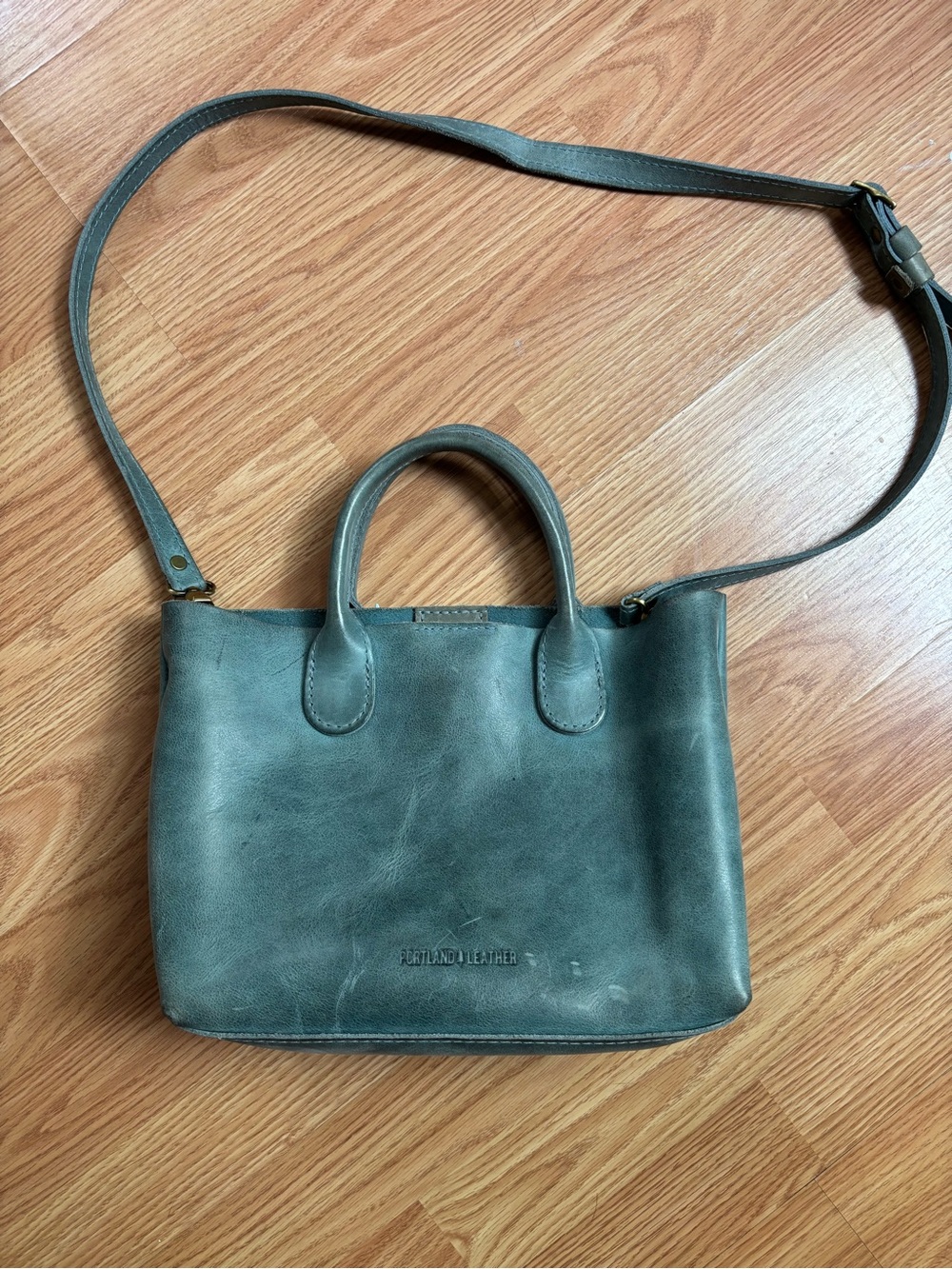Portland Leather Teal Green Leather Satchel with Crossbody Strap